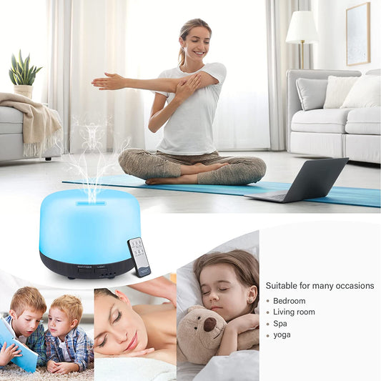 Aromatinis difuzorius drėkintuvas, 300ml, Nordhelios, keičiantis spalvas, su pulteliu