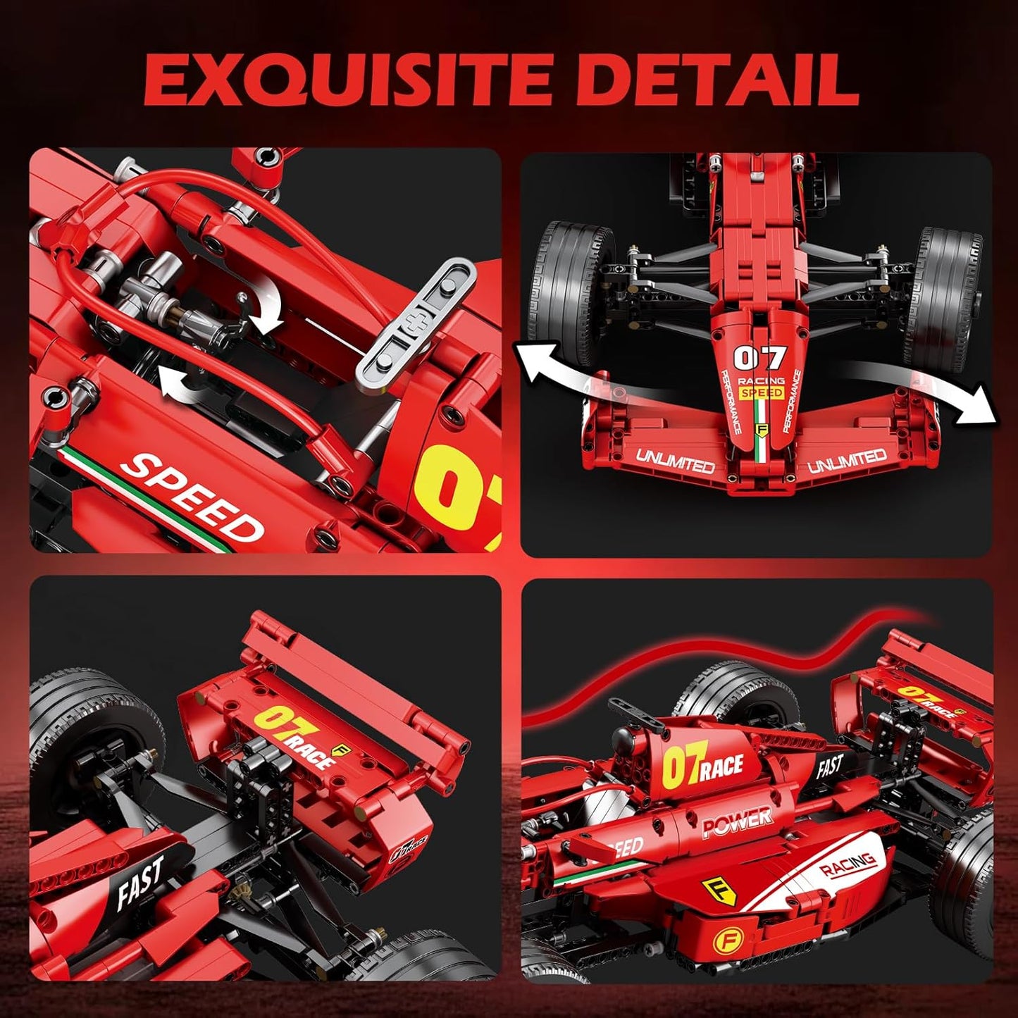 Konstruktorius formulė 1 F1, 1:8 dydžio santykiu, raudona, 928dalių