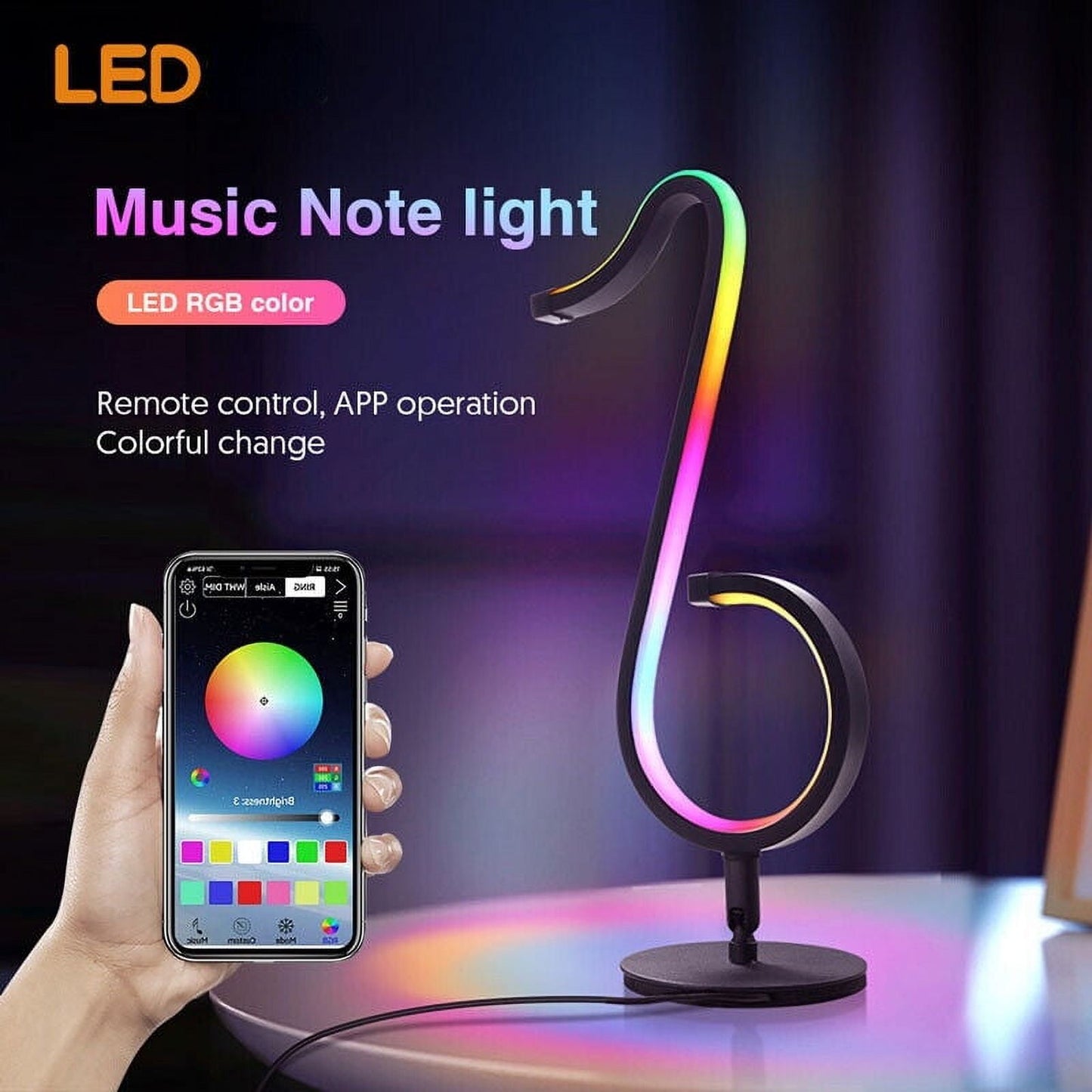 Nordhelios Išmanusis RGB LED šviestuvas „Muzikinė Nota Tik Tok“ – Bluetooth, App valdymas ir sinchronizacija su muzika
