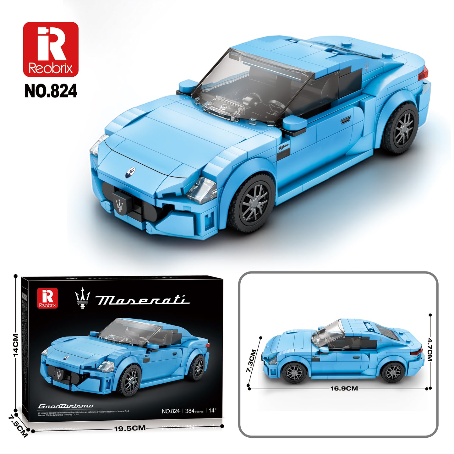 Konstruktorius/dėlionė Maserati GranTurismo, mėlyna, 384 dalių