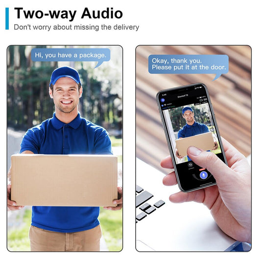 Bevielis durų skambutis su vaizdo kamera, juoda