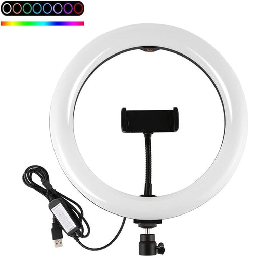 Telefono stovas laikiklis su RGB žiedo formos lempa