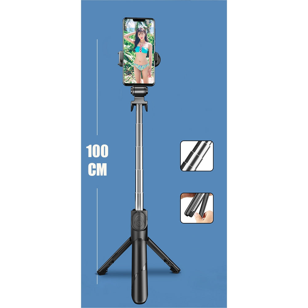 Universalus trikojis stovas ir asmenukių lazda (100 cm) su Bluetooth pulteliu