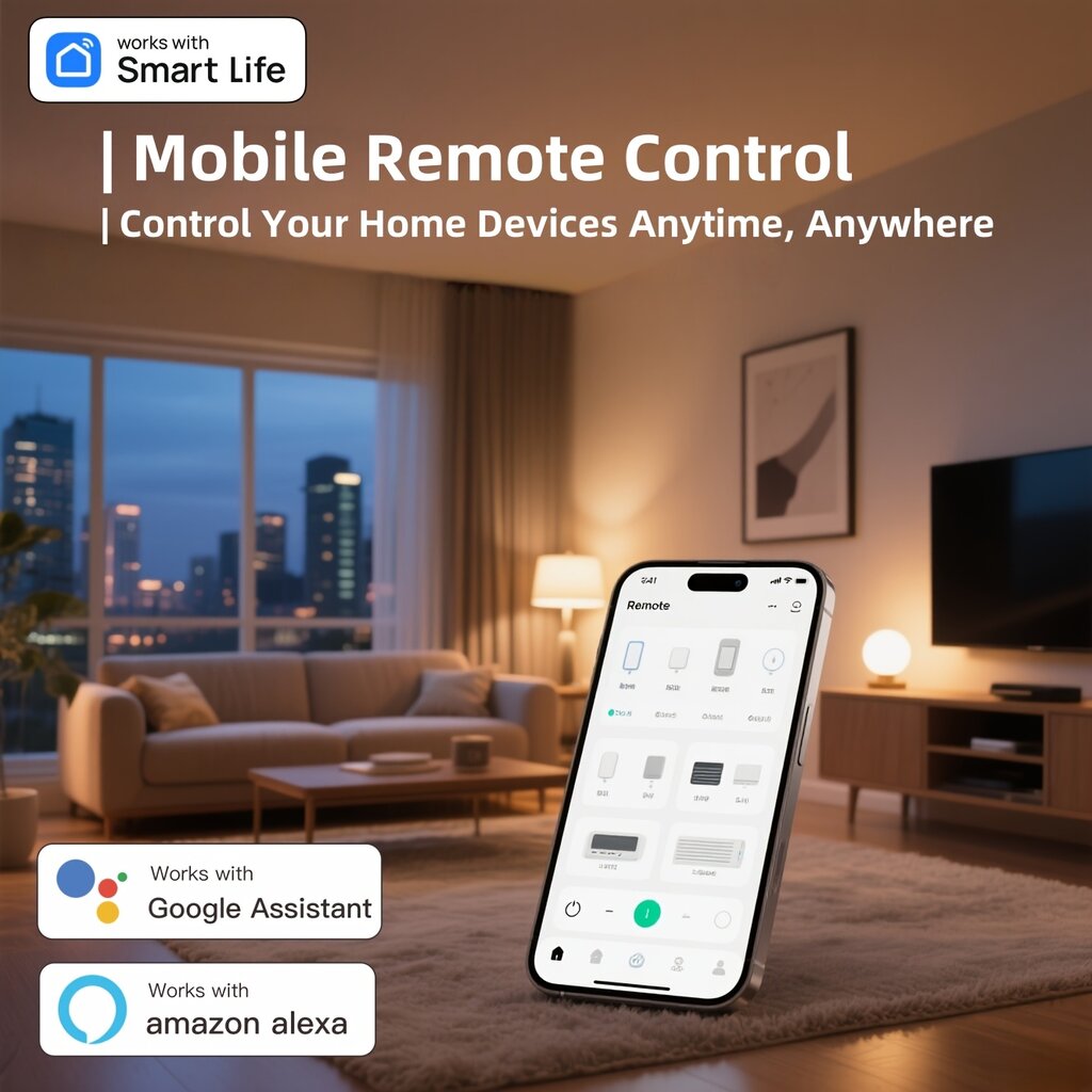 Tuya išmanus rozetės kištukas, baltas, valdomas programėle, balsu, veikia su Google assistant, amazon alexa balso kontrole