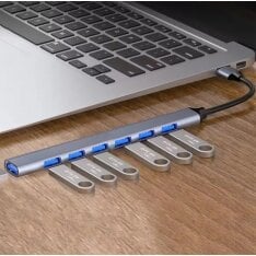 USB Šakotuvas 7 prievadų, pilkas, 3.0 USB